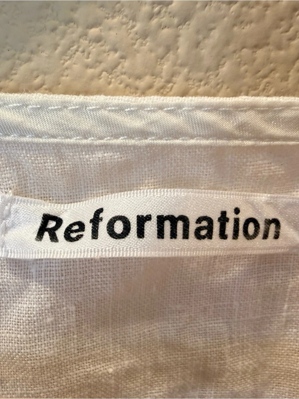 Reformation White Linen Puff-Sleeve Button Blouse